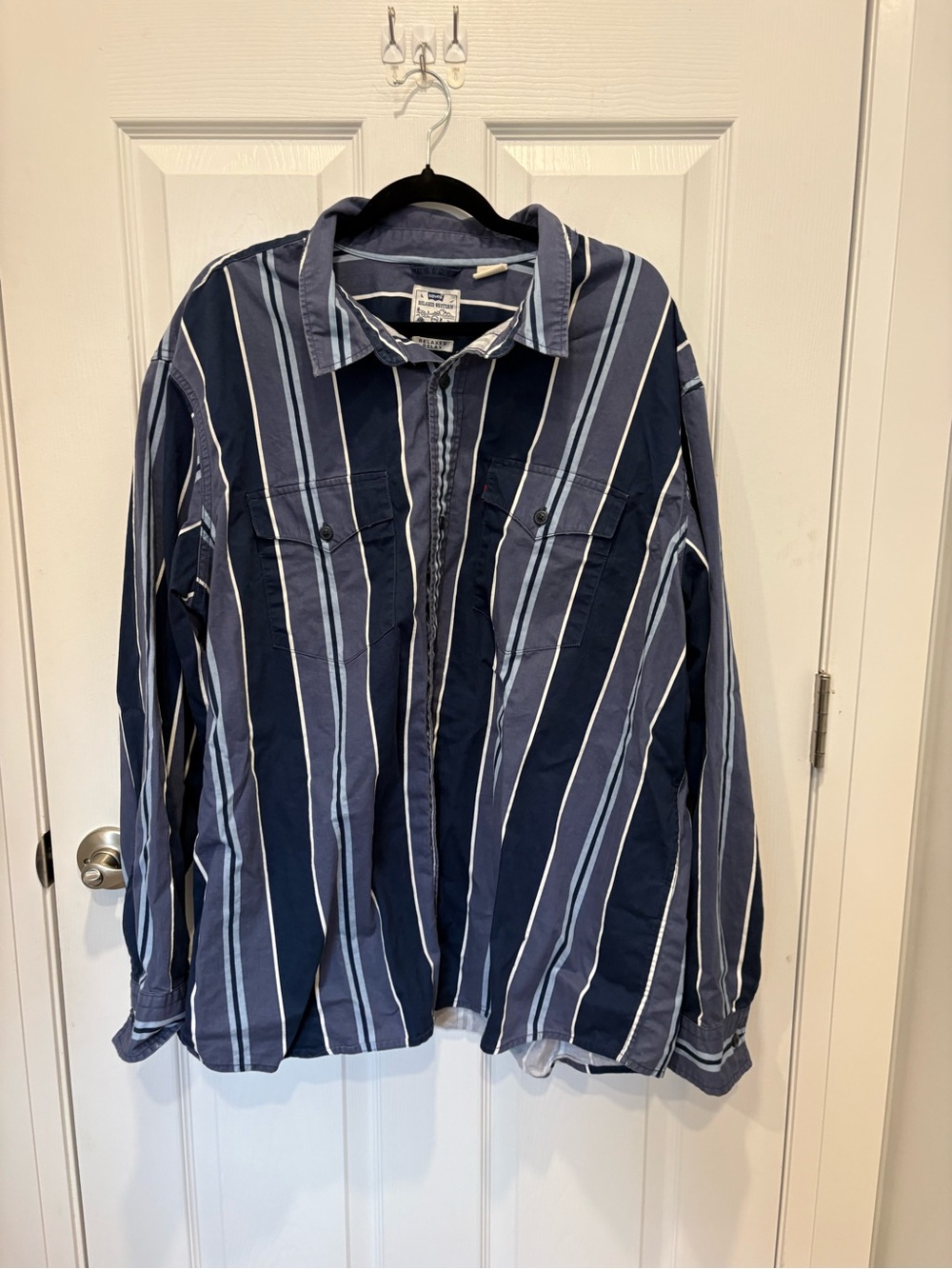 Levis Men's Navy Striped Button-Up Jacket #1225
